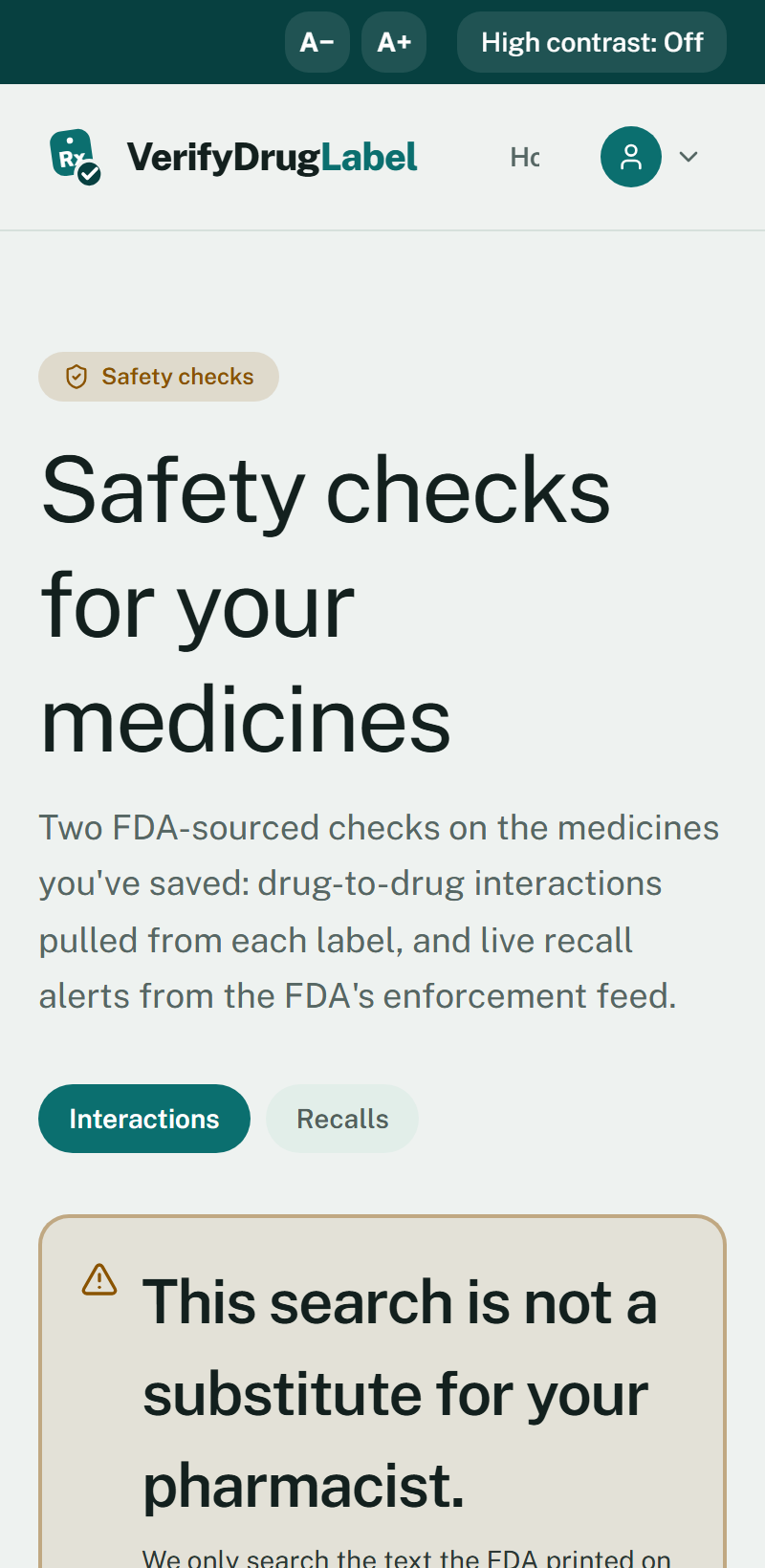 VerifyDrugLabel — Know how your medicines mix